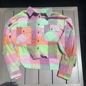 Multi-Color cropped flannel
